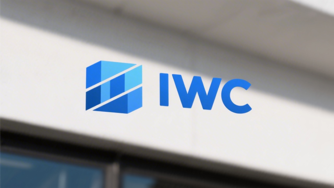 Minimal geometric logo showing letters IWC in bold blue sans-serif typography for InterfaceWeb Campus